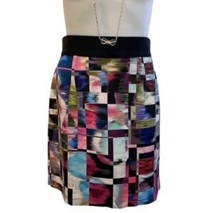 Milly Printed Abstract Mini Skirt Vintage Y2K Back Zip Closure Scuba X-Small
